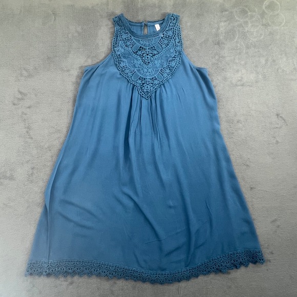 Xhilaration Dresses & Skirts - Xhilaration Blue Dress Women's Medium Sleeveless Lace Trim Casual Summer‎